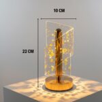 BUFFER® Çapraz Kavisli Kristal Altın Toz Model LED Masa Lambası – Gold Gövdeli, Dokunmatik, 3 Kademe Işık Ayarlı Şarjlı Dekoratif Lamba - Görsel 5