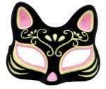 Mey İthalat® Siyah Renk Süet Kaplama Üzeri Pembe Sarı Simli Kedi Maskesi 17x14 cm - Görsel 2