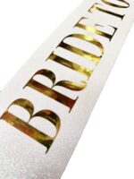 Mey İthalat® Beyaz Üzeri Altın Büyük Bride To Be Yazılı Simli Işıltılı Kuşak Kemer 10 cm Genişlik - Görsel 3