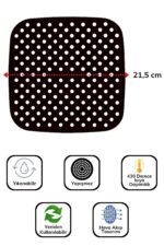 BUFFER® Renkli Isıya Dayanıklı Yıkanılabilir Silikon Fırın Ve Airfryer Kare Pişirme Matı 21,5 Cm - Görsel 5