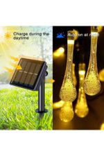 Solar 5 Metre 20 LED Günışığı Damlacık Işıkları, Güneş Enerjili LED Işıklar Dış Mekan - Görsel 3
