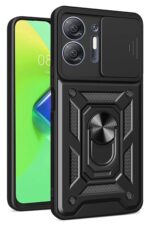 Mey İthalat®  İnfinix Hot 30 5G Kılıf Pars Lens Yüzüklü Silikon - Siyah