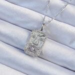 Mey İthalat® 316L Çelik Zincir Gümüş Renk Lila Zirkon Taşlı Tarot Kolye