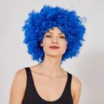 Mey İthalat® Mavi Renk Kıvırcık Afro Bonus Peruk - Görsel 2