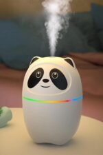 Sevimli Panda Figürlü Hava Nemlendirici – Ultrasonik Soğuk Buhar Makinesi, LED Işıklı Masaüstü Oda Nemlendirici - Görsel 6