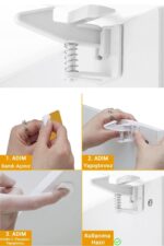 BUFFER® Bebek Çocuk Güvenliği Korumalı Yapışkan Çekmece ve Dolap İçin Tutucu Gizli Güvenlik Kilidi - Görsel 7