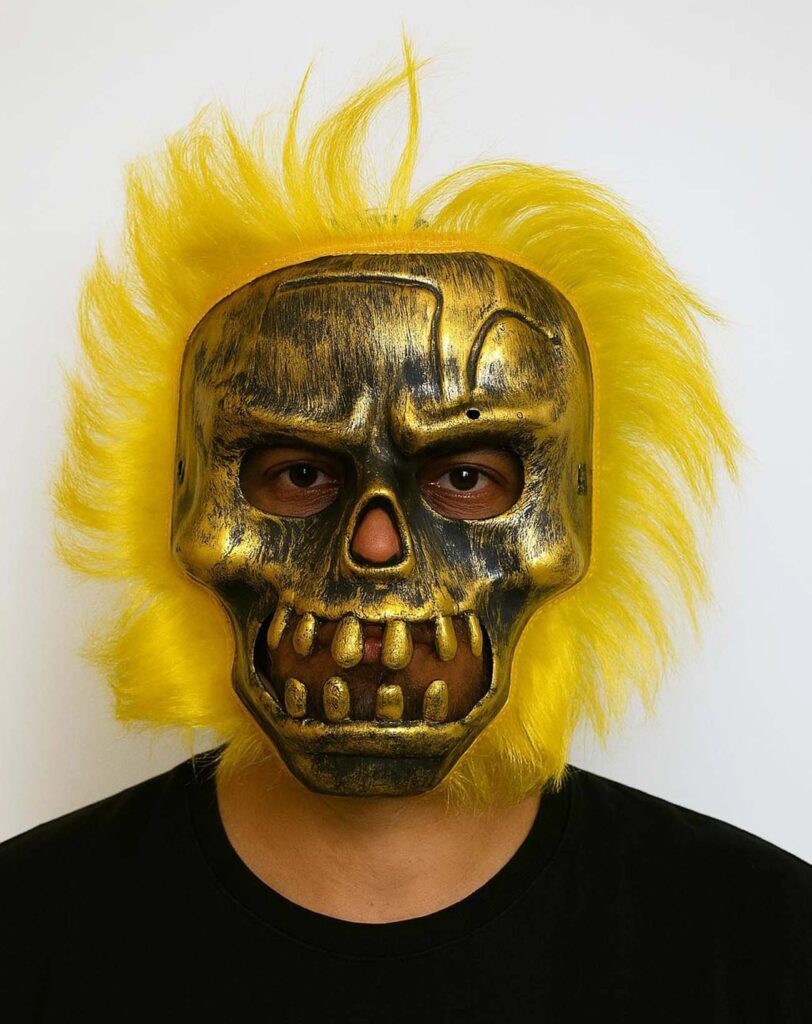 Mey İthalat® Wild Skull - Bakır Kafatası Sarı Saçlı İskelet Maske