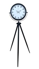 Siyah & Beyaz Saf Sade Tasarım Tripod Ayaklı Saat - Görsel 3