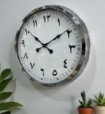 60 cm Krom Metal Farsça Duvar Saati - Görsel 2