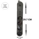 BUFFER® 4lü Siyah Anahtarlı 3 USB Li Akım Korumalı Topraklı Çocuk Korumalı Grup Priz 2 Metre - Görsel 3