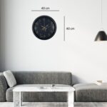 Siyah 40 Cm Mermer Desenli Metal Duvar Saati - Görsel 3