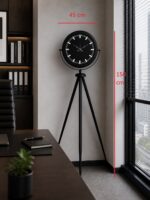 Siyah Lüks Sade Tripod Ayaklı Saat - Görsel 4