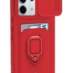 Mey İthalat®   Redmi Note 13 Pro 5G Kılıf Zuma Kartvizitli Yüzüklü Silikon - Kırmızı