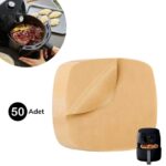 50 Adet Air Fryer Pişirme Kağıdı Tek Kullanımlık Yağ Su Geçirmez Yapışmaz Deliksiz Düz Kare Model