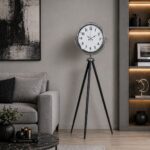 Krom Dekoratif Tasarım Tripod Ayaklı Saat