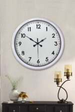 Beyaz Dekoratif Stil 52 Cm Metal Duvar Saati - Görsel 3