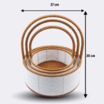 BUFFER® 3 Boy İç İçe Geçebilen Plastik Rattan Sepetler–Beyaz Renkli,Kahverengi Saplı, Çok Amaçlı Düzenleyici ve Sunum Sepeti Seti - Görsel 5